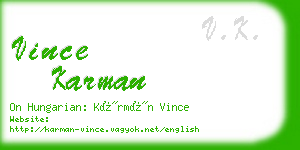 vince karman business card